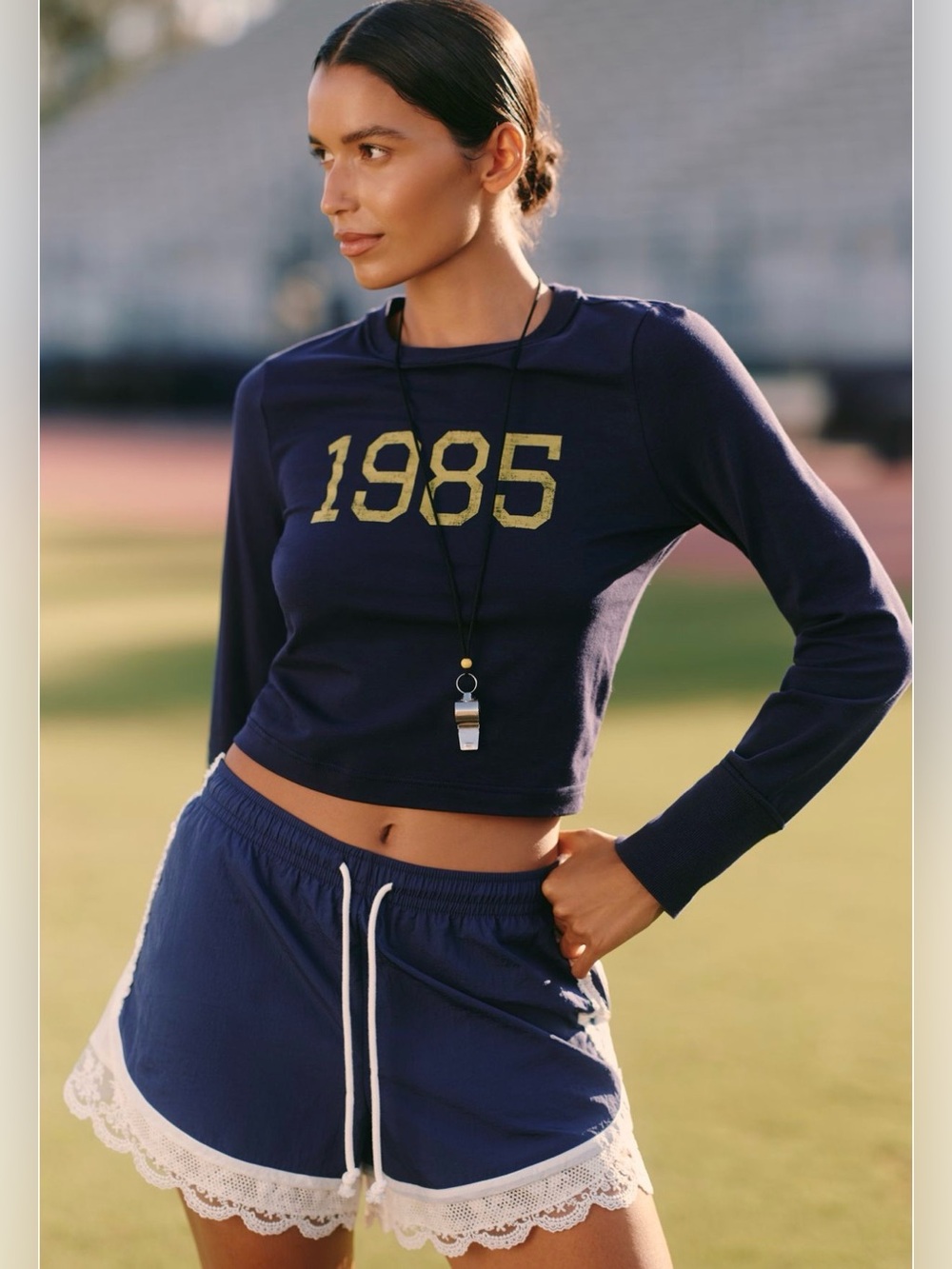 Nwt navy long sleeve 1985 top athletic Anthropologie